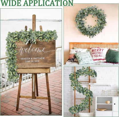 Künstliche Eukalyptus Girlande 2er Set 1,8m Hängend Grüne Blätter Deko