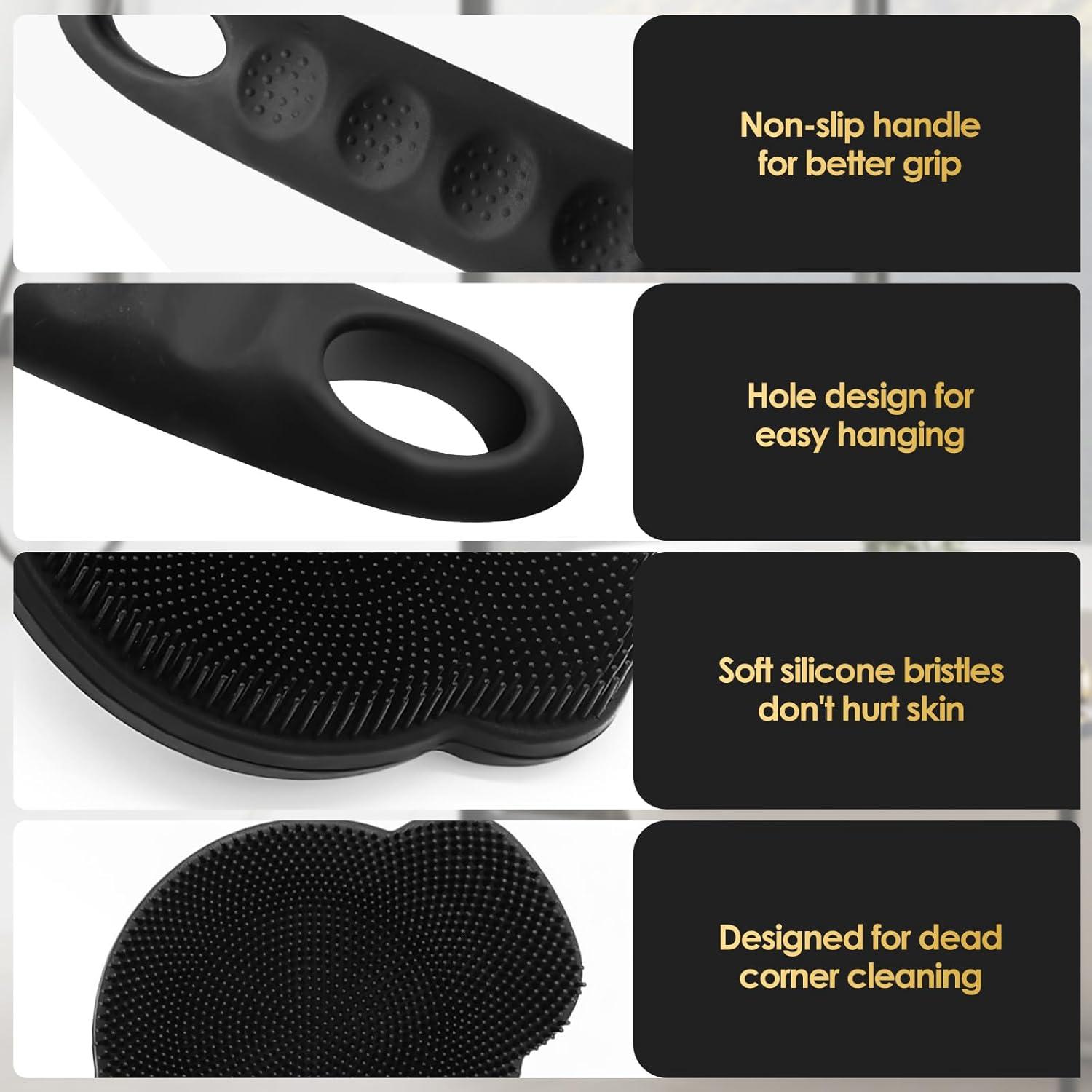 Silikon Rückenschrubber mit langem Griff für Dusche und