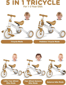 Kinderdreirad Laufrad 4-in-1 mit Verstellbarem Sitz und