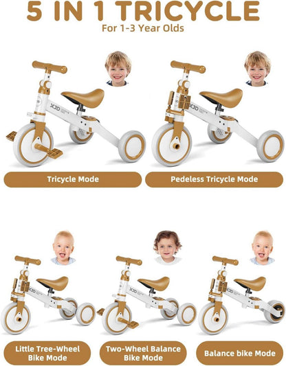 Kinderdreirad Laufrad 4-in-1 mit Verstellbarem Sitz und