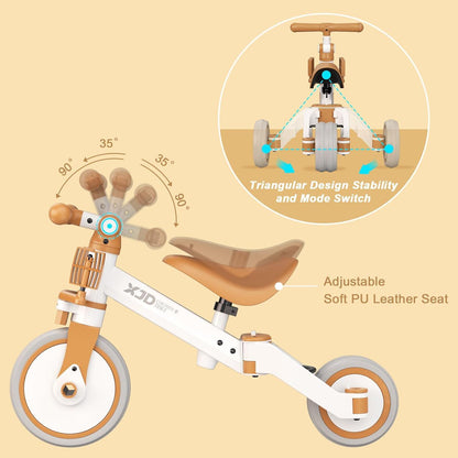 Kinder Dreirad Laufräder abnehmbares Pedal Lauflernhilfe Brown