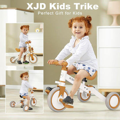 XJD 4 in 1 Kinder Dreirad Laufrad Verstellbarer Sitz Abnehmbares Pedal Grau