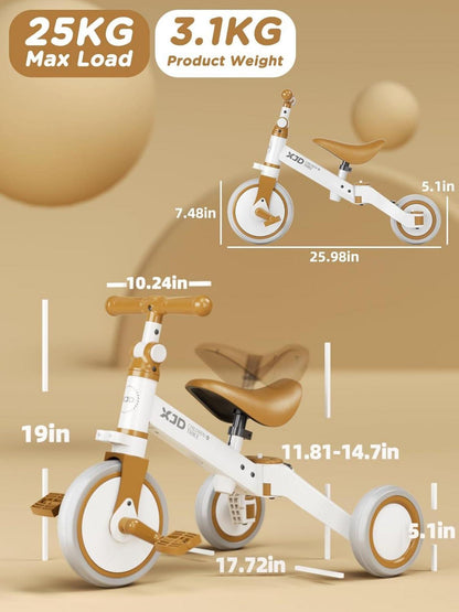 XJD Kinder Dreirad Laufrad abnehmbares Pedal Verstellbarer Sitz 10-36 Monate