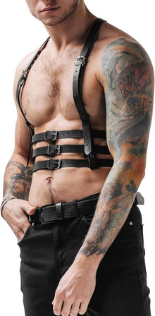 Herren Einstellbar Brust Harness PU Leder Gothic Fetisch