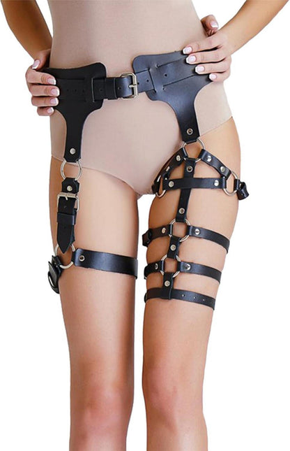 Damen Punk PU Leder Strumpfband Gothic Rock Taillengürtel