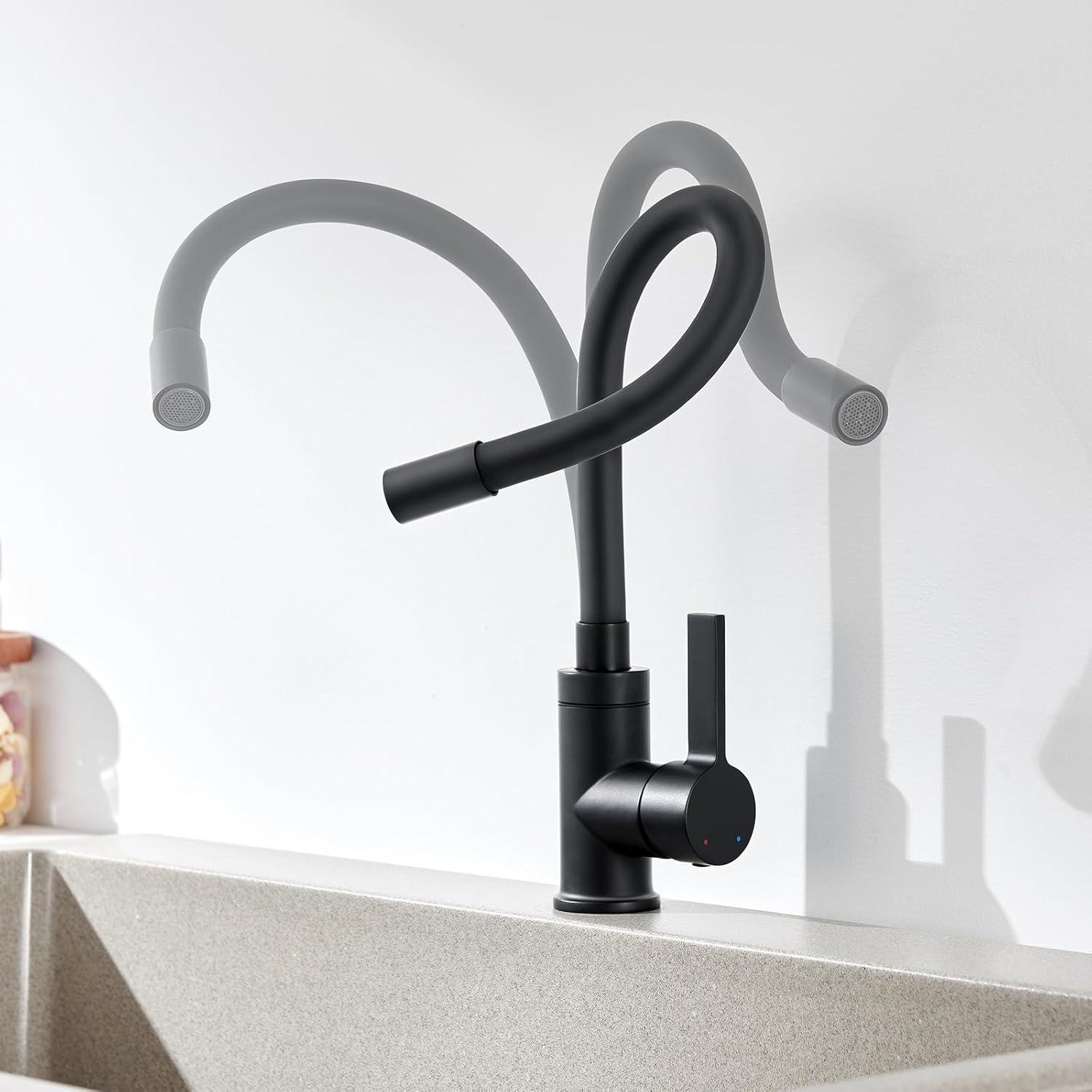Flexibler Wasserhahn Schwarz - Spültischarmatur