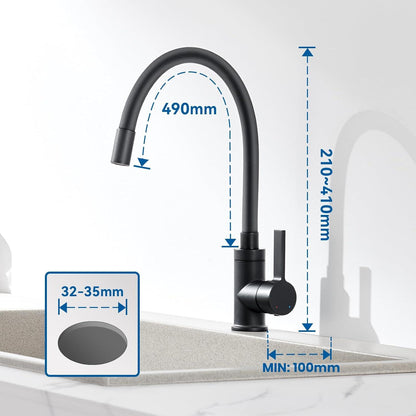 Flexibler Wasserhahn Schwarz Hochdruck 360° Schwenkbar Küchenarmatur