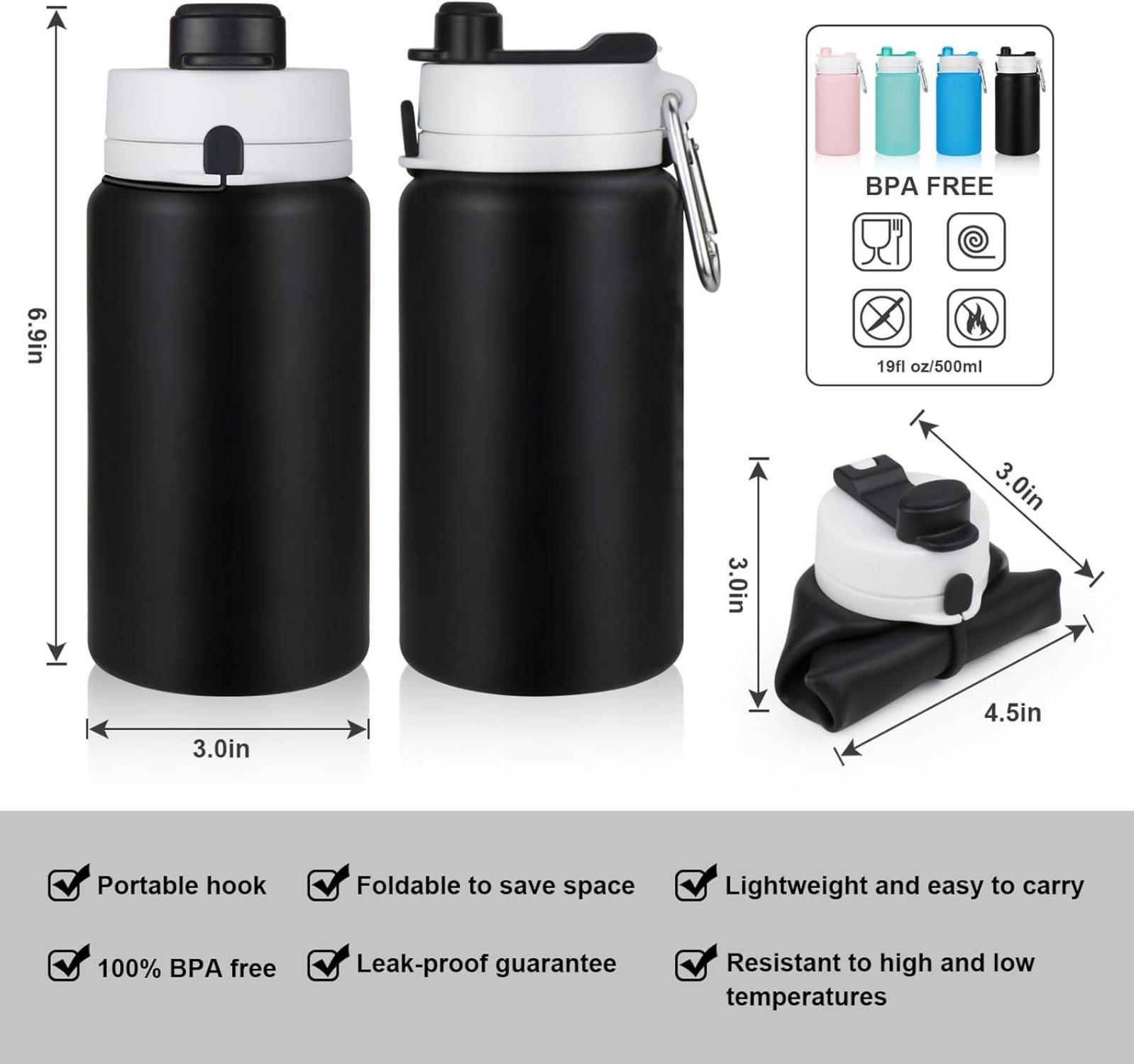 NAVTUE Faltbare Trinkflasche 550ml BPA Free