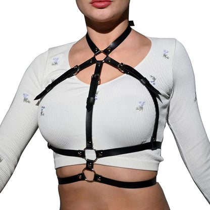 Punk Damen Körper Harness Leder Verstellbar Schultergurt