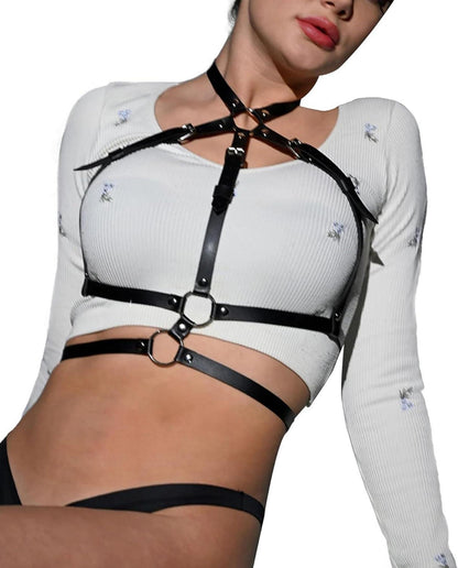 Punk Damen Körper Harness Leder Taille Verstellbar Brustgurte