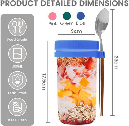 Bugucat 2er Müslibecher to Go 600ML, auslaufsicherer