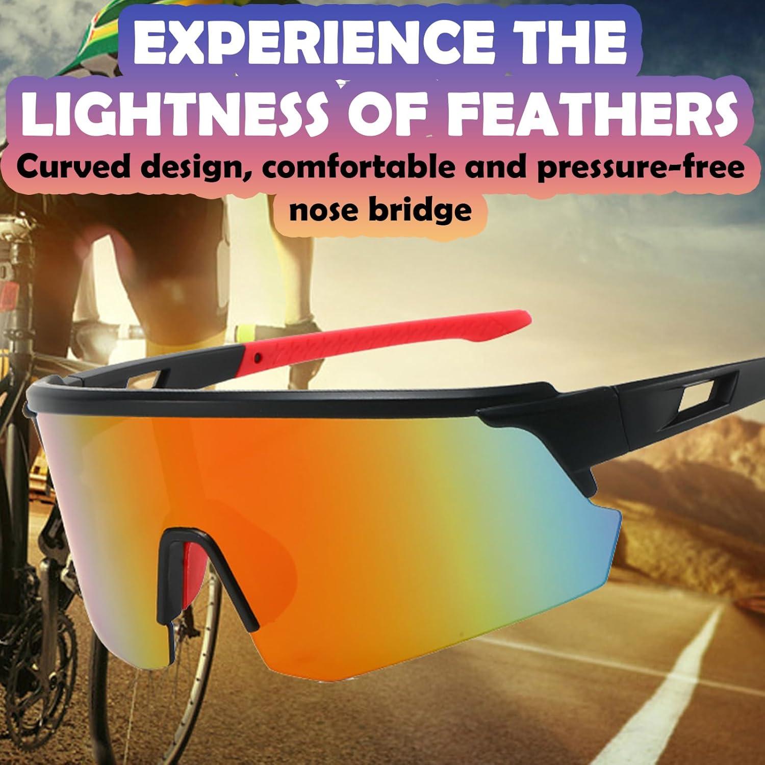 DKDDSSS Sport Sonnenbrille Polarisiert UV400 Fahrradbrille Rot