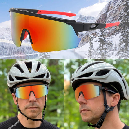 Sport Sonnenbrille Polarisiert Fahrradbrille Winddicht UV400 Rot