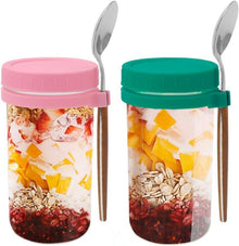 Müslibecher to Go 600ML 2er Set auslaufsicherer Lunchpot mit Löffel