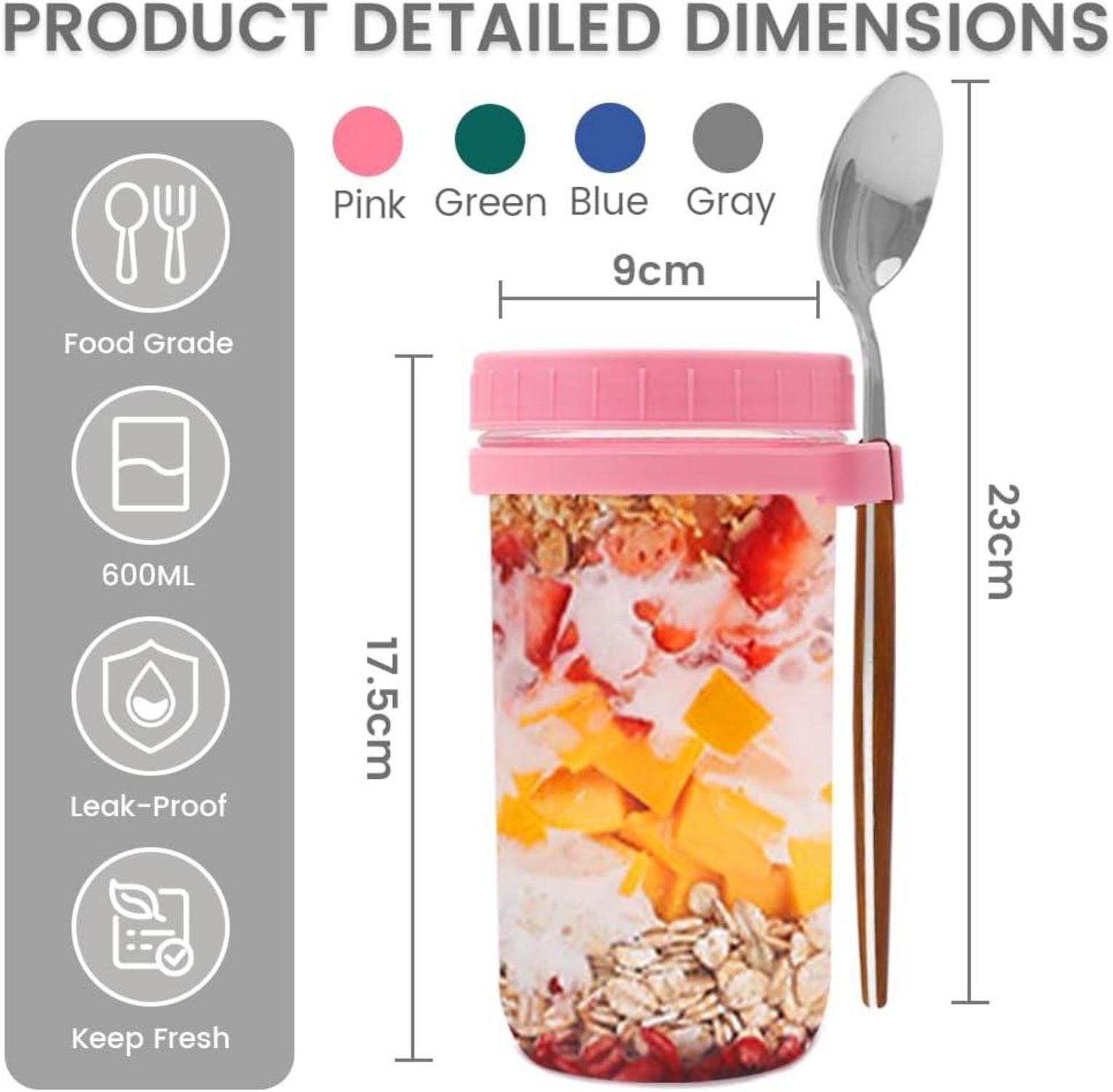 Bugucat Müslibecher to Go 600ml 2er Set Rosa Grün Glass