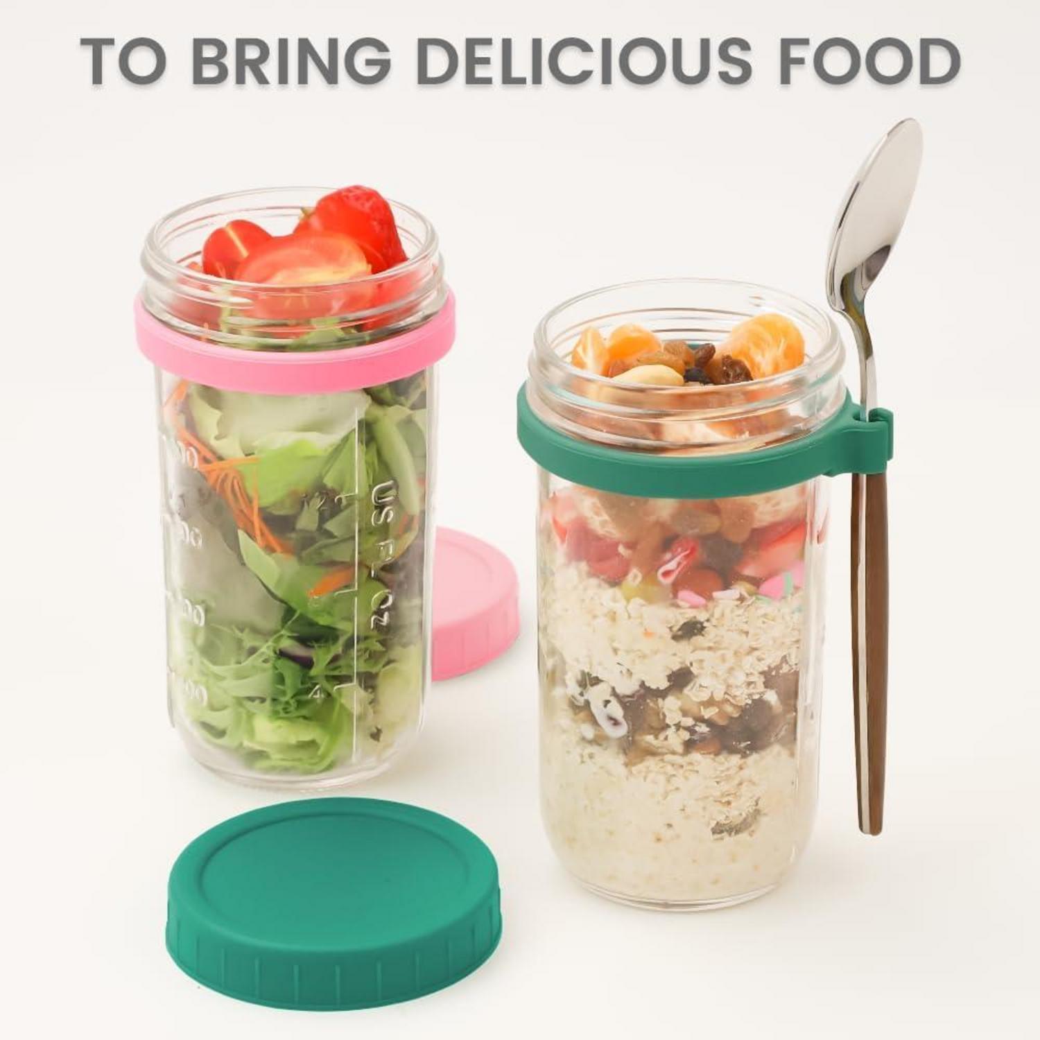 Müslibecher to Go 600ML 2er Set auslaufsicherer Lunchpot mit Löffel