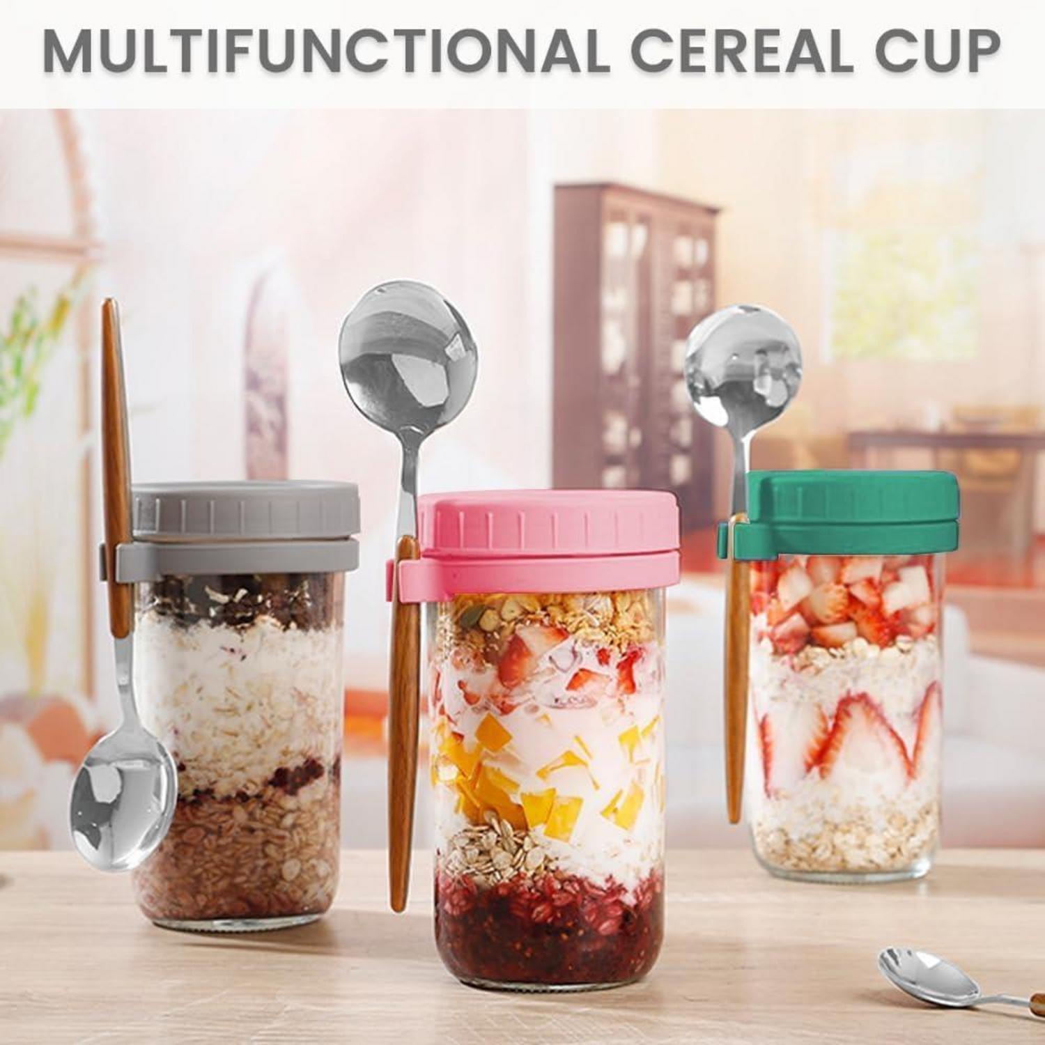 Bugucat 2er Müslibecher to Go 600ML, Auslaufsicherer Lunchpot Joghurtbecher mit