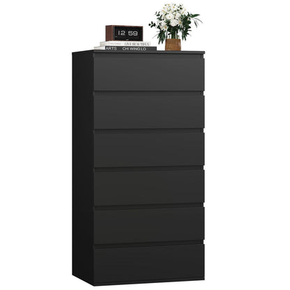 Schwarze Kommode mit 6 Schubladen – 60x40x119cm