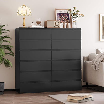 Schwarze Kommode mit 6 Schubladen – 60x40x119cm