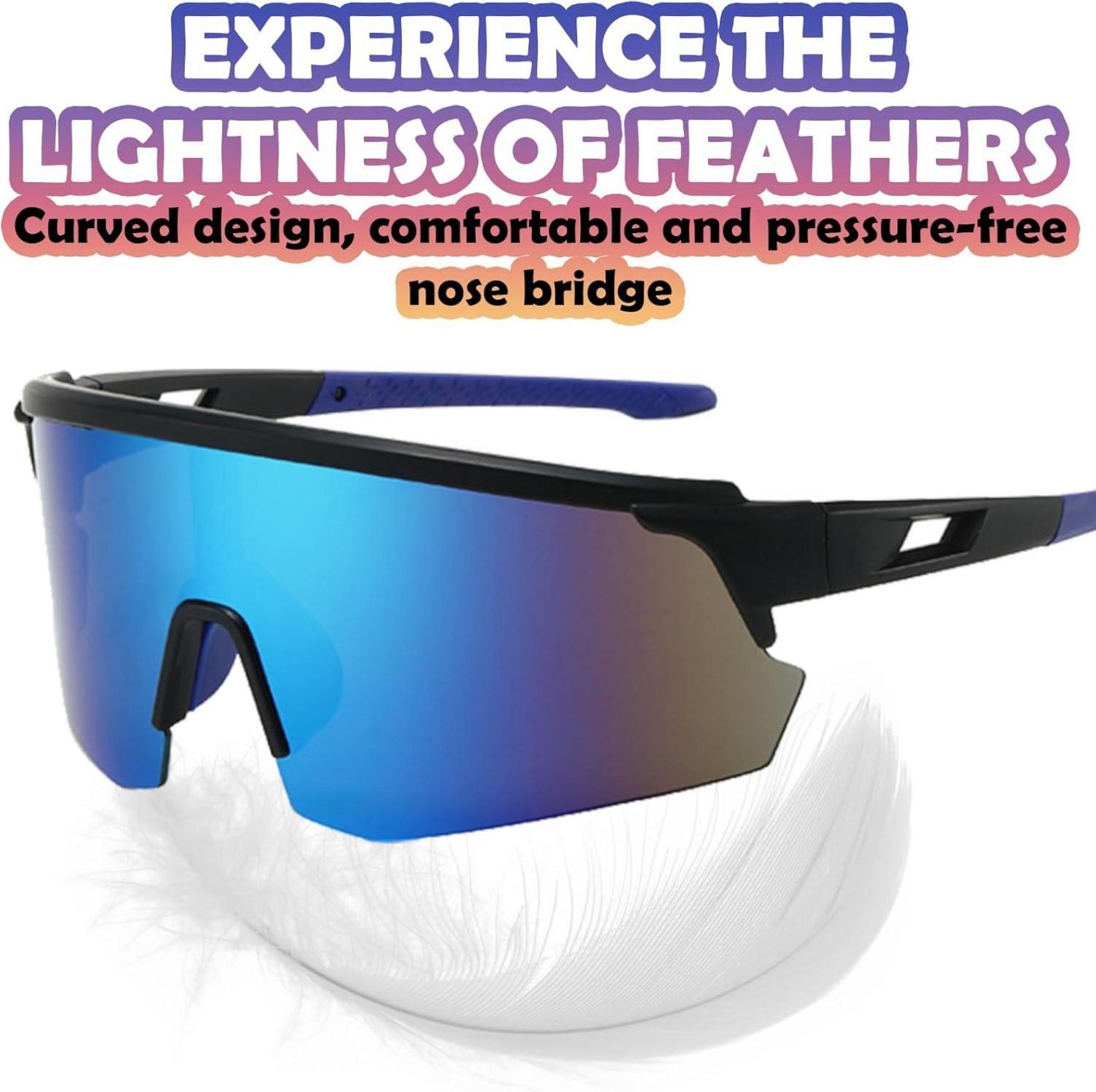 DKDDSSS Sport Sonnenbrille Polarisiert UV400 Fahrradbrille Blau