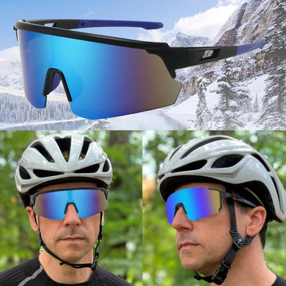 Sport Sonnenbrille Polarisiert Fahrradbrille Winddicht UV400 Blau
