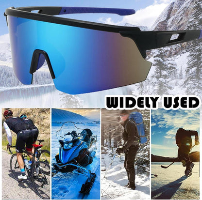 Sport Sonnenbrille Polarisiert Fahrradbrille UV400 Winddicht Blau