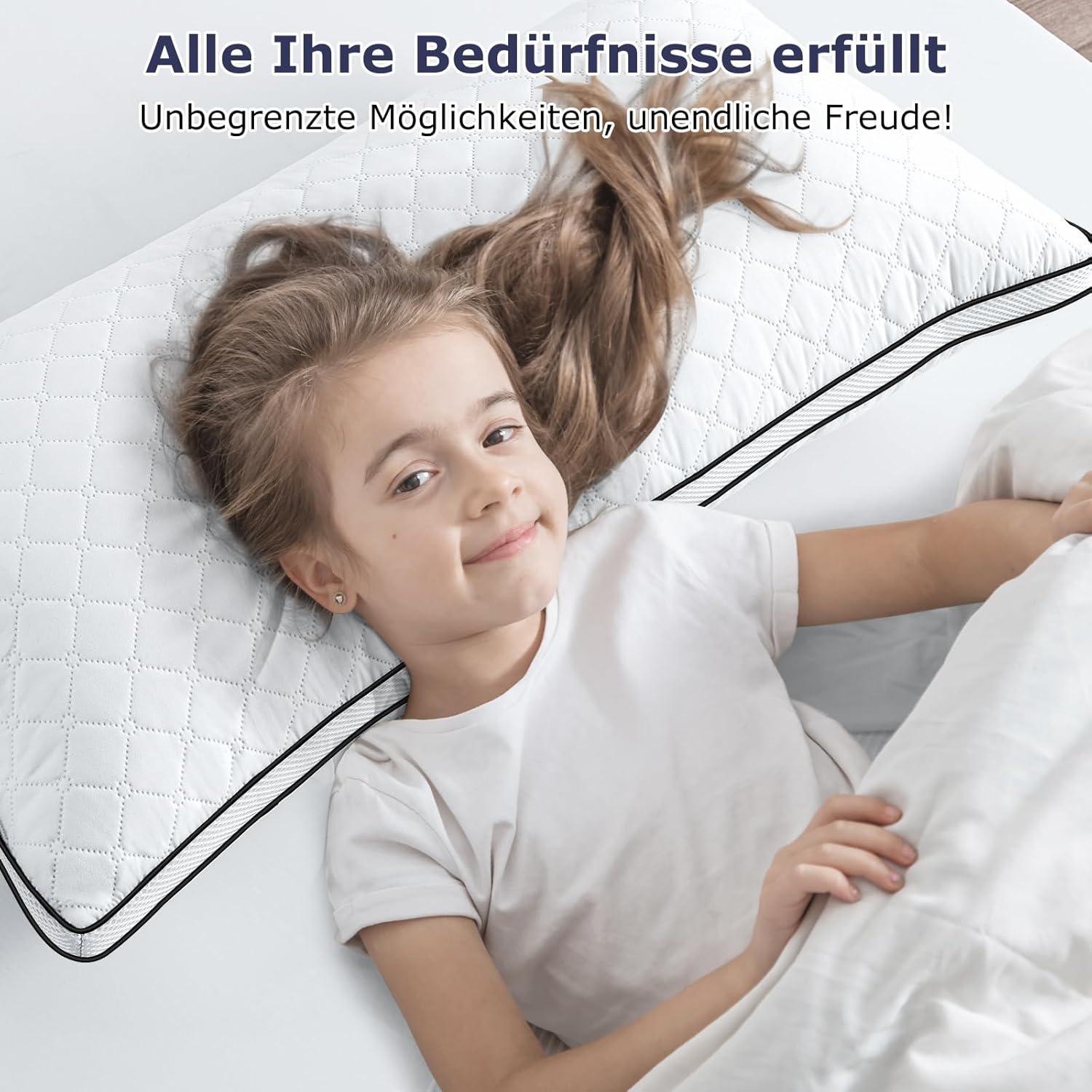 Orthopädisches Kopfkissen 40x80cm 2er Set Premium, atmungsaktiv, weich und stützend, allergikerfreundlich, waschbar, Schwarz & Weiß, 40x80cm 2 Stück