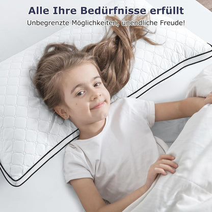 Orthopädisches Kopfkissen 40x80cm 2er Set Premium, atmungsaktiv, weich und stützend, allergikerfreundlich, waschbar, Schwarz & Weiß, 40x80cm 2 Stück