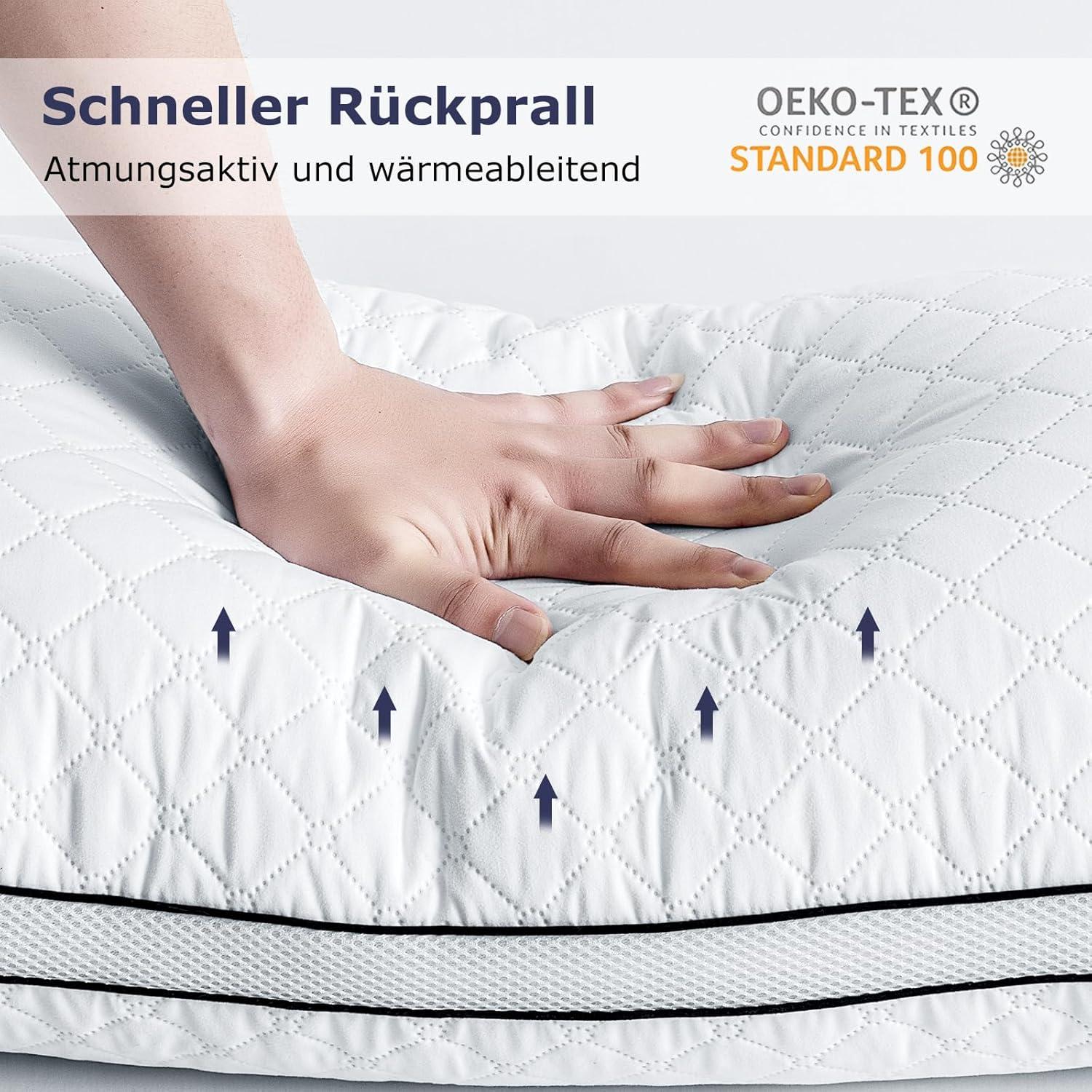 Slybear Orthopädisches Kopfkissen 40x80 cm 2er Set Premium Füllung Schwarz