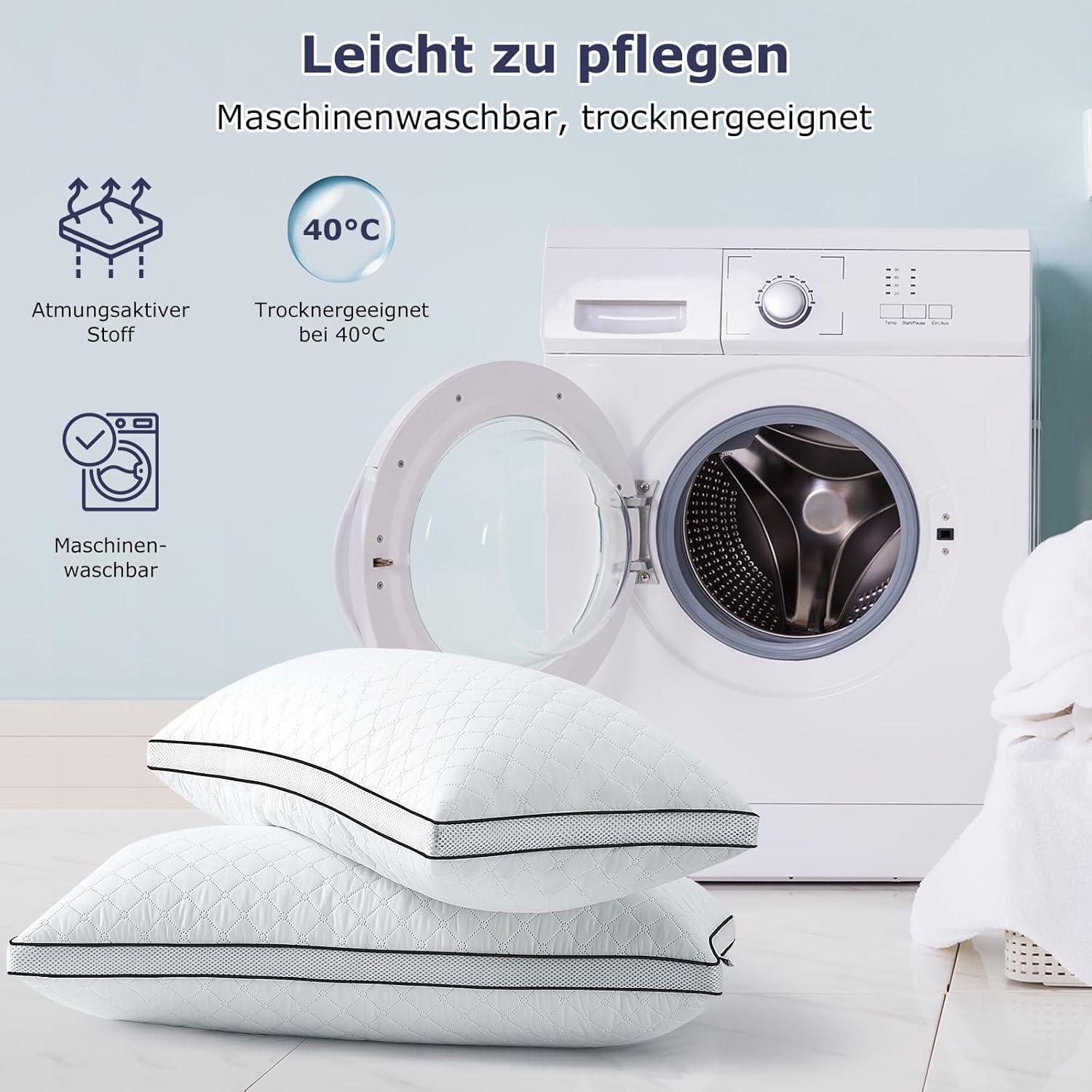 Slybear Orthopädisches Kopfkissen 40x80 cm 2er Set Premium Füllung Schwarz