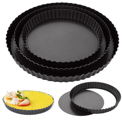 3er-Set Tarteformen mit Hebeboden 22/26/30cm – Antihaftbeschichtet