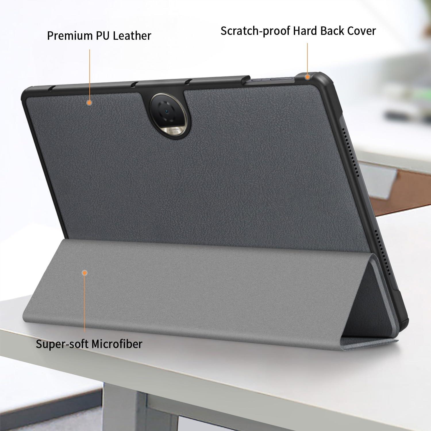 Tablet Hülle für Honor Pad 9 12.1 Zoll 2024 PU Leder mit Ständer Grau
