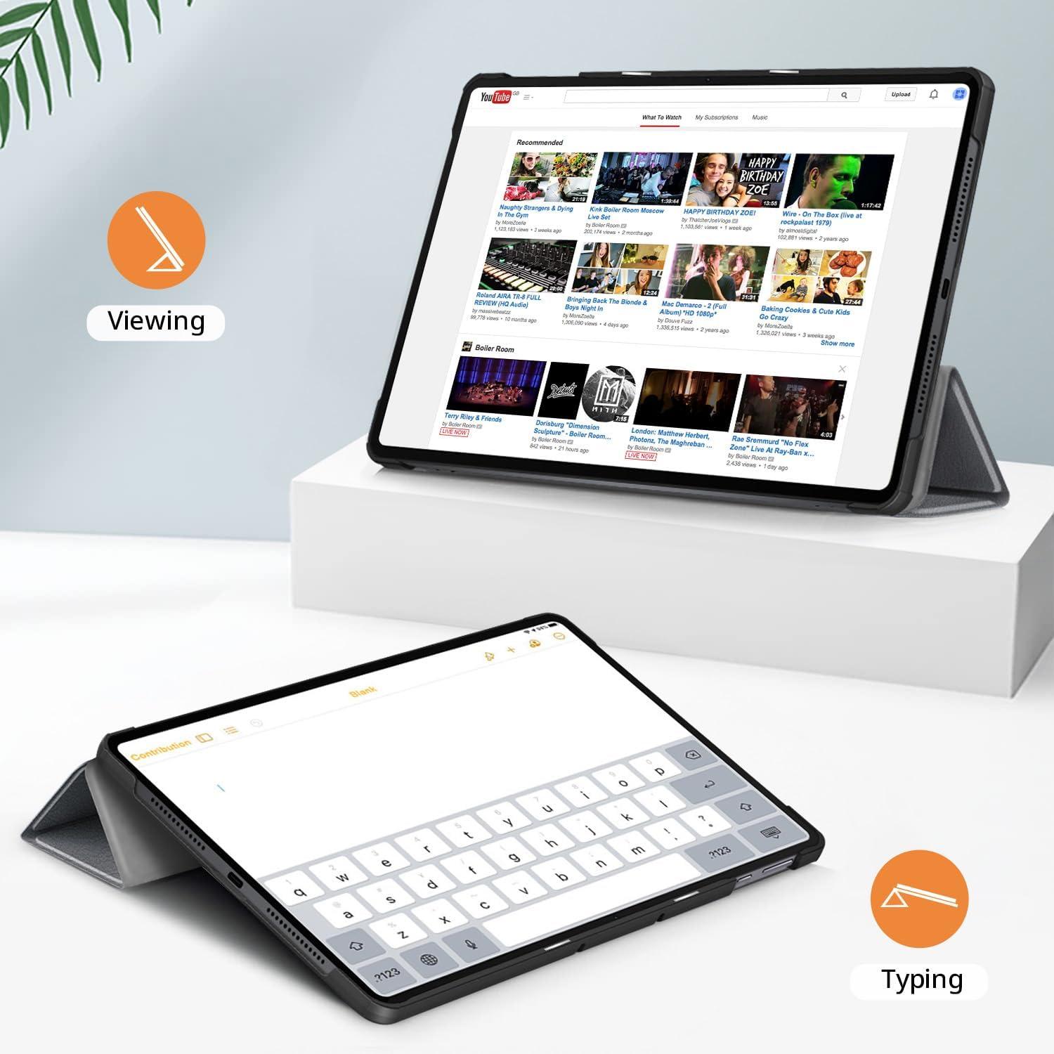 Tablet Hülle für Honor Pad 9 12.1 Zoll 2024 PU Leder mit Ständer Grau