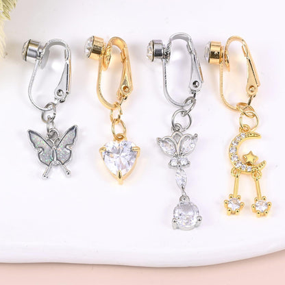 Fake Bauchnabelpiercing Set Chirurgenstahl Clip On Schmetterling Herz Mond