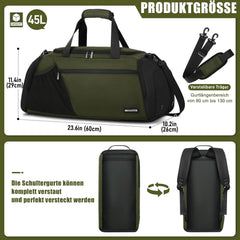 Sporttasche Herren 45L mit Schuh- und Nassfach Armeegrün