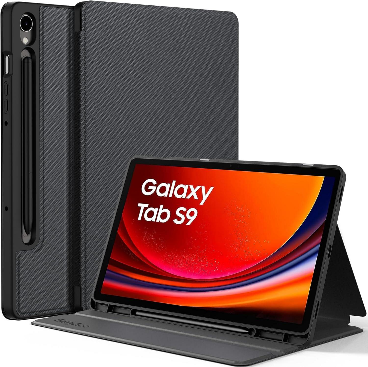 Tablet Hülle mit Stift Halter, Schwarz, Multi-Winkel