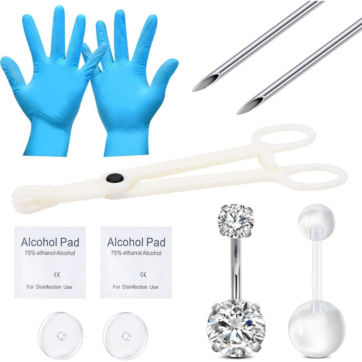 Bauchnabelpiercing Kit 14G Chirurgenstahl mit Diamant CZ Schmuck