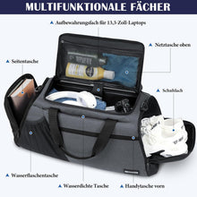 Große Herren Sporttasche 45L mit Schuhfach & Nassfach Grau