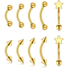 Chirurgenstahl Curved Barbell Piercing mit Stern, 16G
