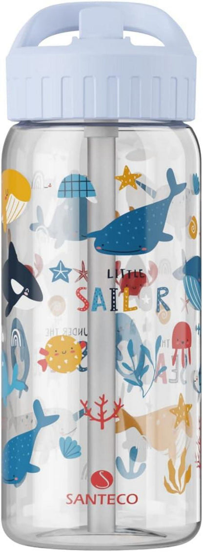 Kinder Trinkflasche Auslaufsicher mit Strohhalm 0,5L