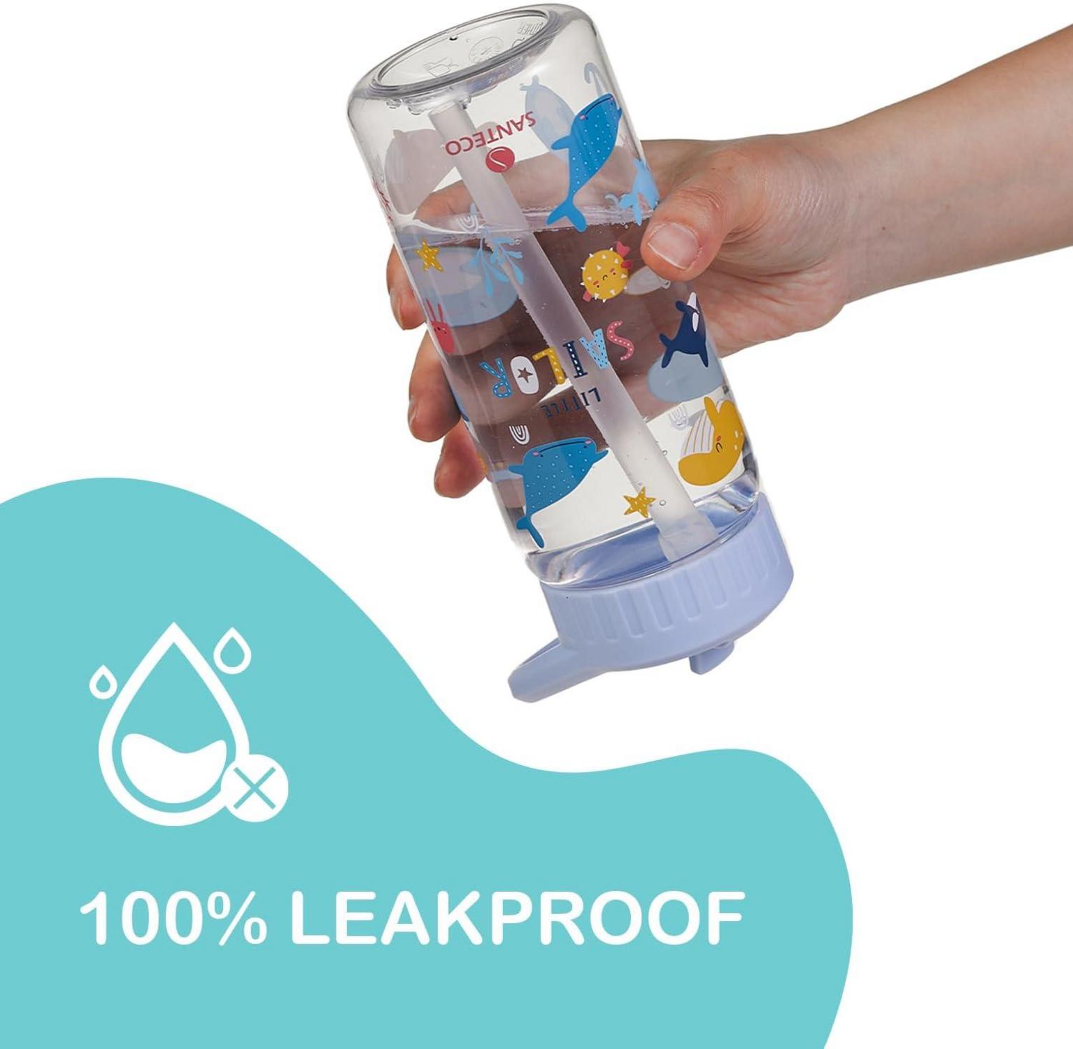 Kinder Trinkflasche Auslaufsicher mit Strohhalm 0,5L