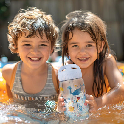 Trinkflasche Kinder Auslaufsicher 0,5L Sport Schule Strohhalm Tritan