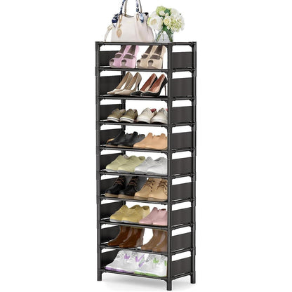 esonstyle 10 Ebenen Schuhregal Schwarz 33x33x173 cm