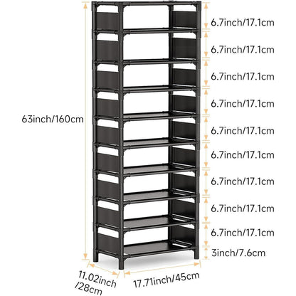 esonstyle 10 Ebenen Schuhregal Schwarz 33x33x173 cm