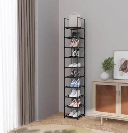 Schuhregal 10 Ebenen schmal Metall für 10 Paare schwarz 33x33 cm
