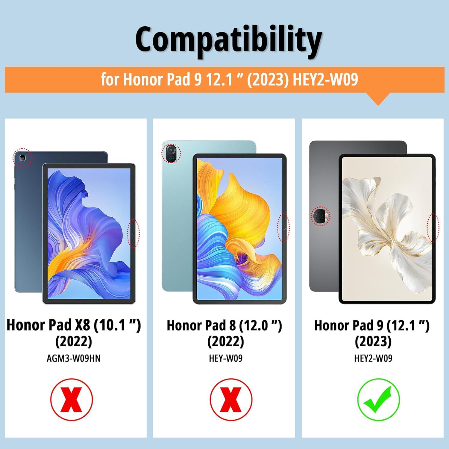 Honor Pad 9 Hülle 12.1 Zoll Schwarz PU Leder Case Ständer