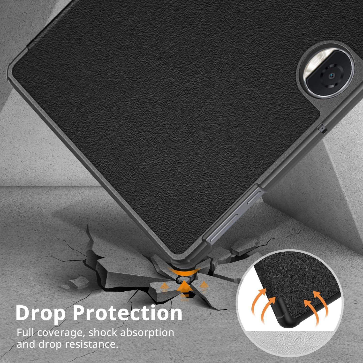 Hülle für Honor Pad 9 12.1 Zoll 2024 Schwarz PU Leder Case