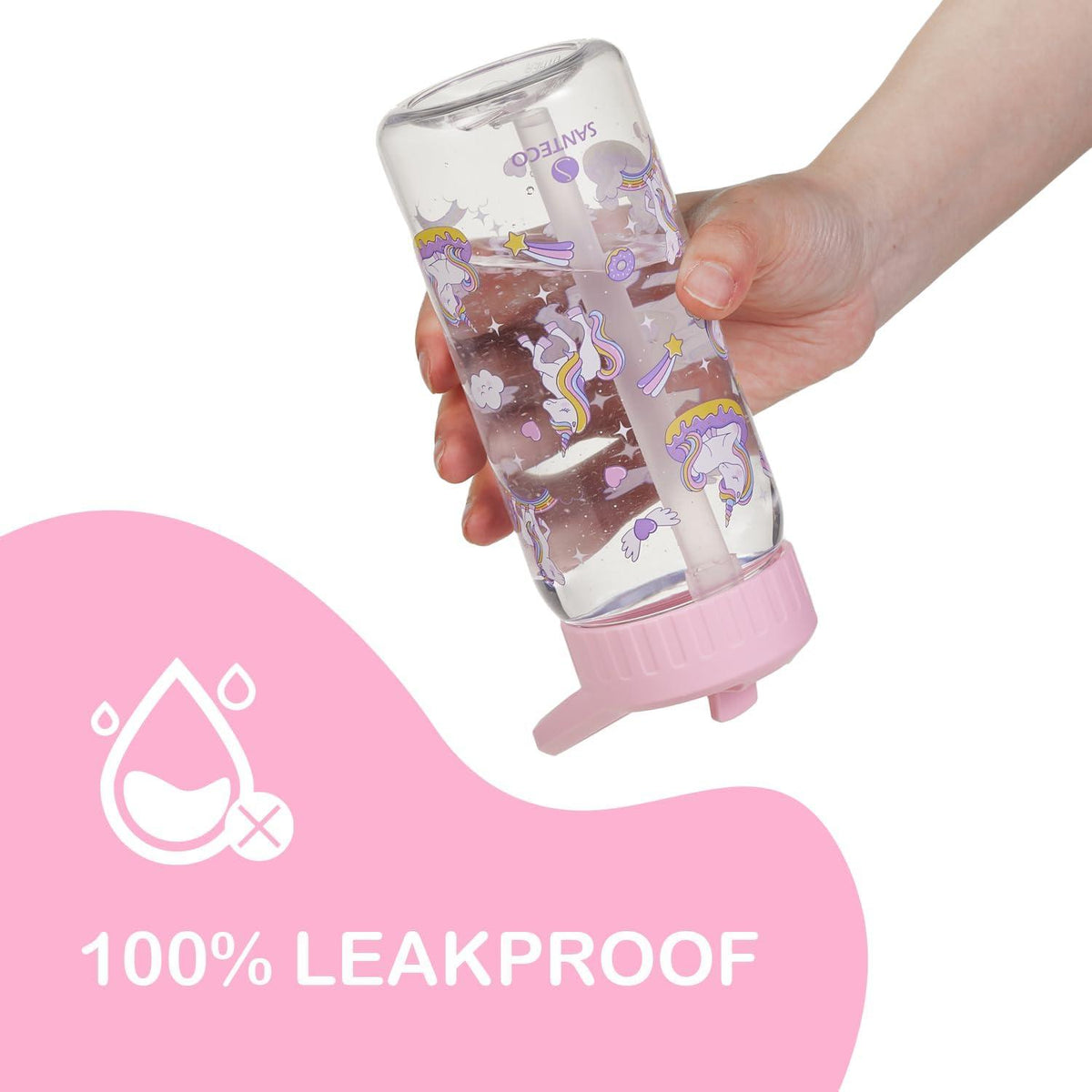 Trinkflasche Kinder Auslaufsicher 0,5L mit Strohhalm