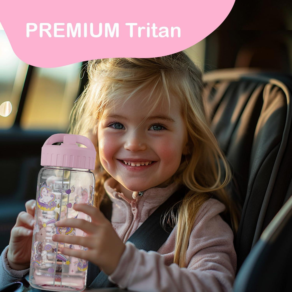 Kinder Trinkflasche Auslaufsicher 0,5L mit Strohhalm BPA frei