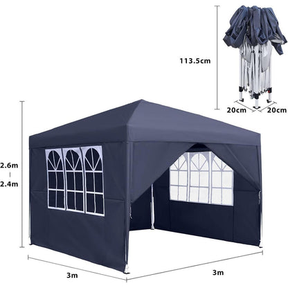 3x3m Faltpavillon mit Seitenteilen – Anthrazit